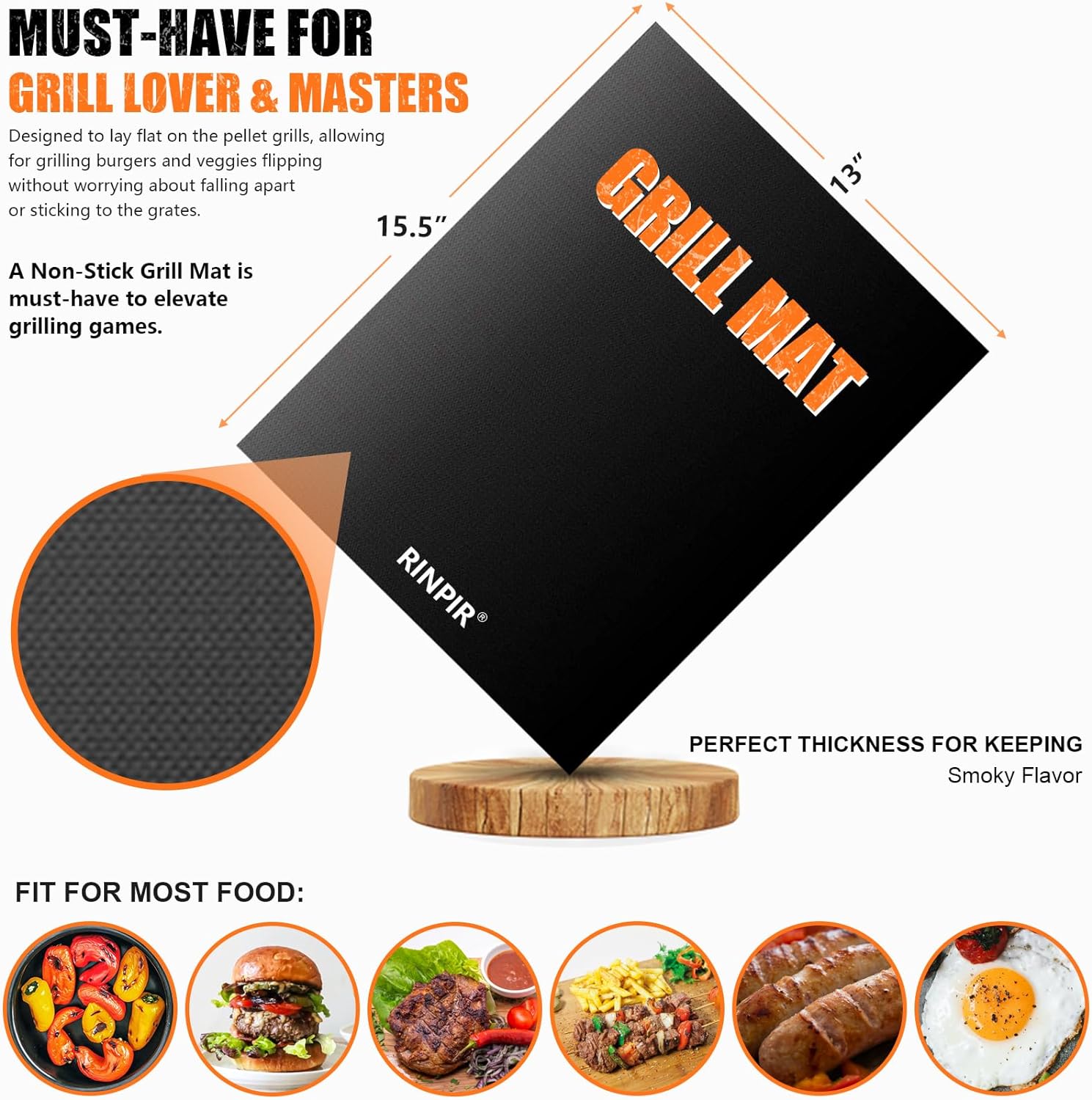 RINPIR 31pcs BBQ Grill Accessories Gifts for Men Dad, Heavy Duty Grilling Tools Gift Set for Father‘s Day, Stainless Steel BBQ Utensils Kit with Mats, Grill Brush in Carrying Bag Brown