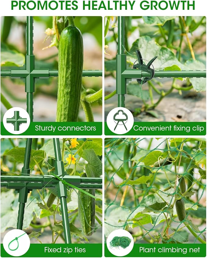 2 Pack Cucumber Trellis, Garden Trellis for Climbing Plants Outdoor, A-Frame Cucumber Trellis for Raised Bed, Plant Grow Support for Tomato, Squash, Vegetable, Flower(33"x47"x2Pcs)