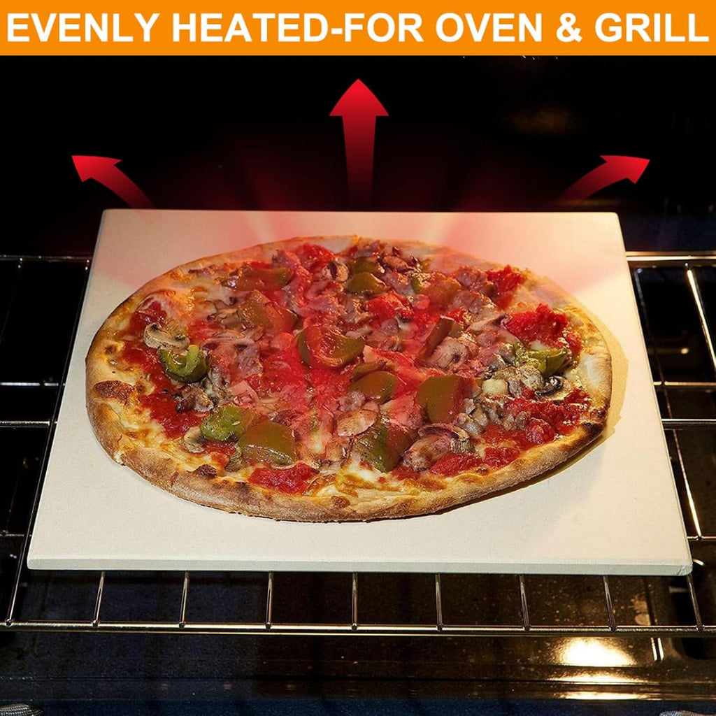 Extra Large Pizza Stone for Oven,Grilling,Pellet Grill,Pizza & Bread Baking | 20"x13.5" Rectangular Cordierite Pizza Stone absorbs extra moisture for crispy crust,heat-resistant,food safe & built to last