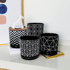 Ton Sin Flower Pots,5.5 Inch Black Ceramic Planter with Drainage Hole,Indoor Cylinder Plant Pots with Saucer,Cactus Succulent Outdoor Garden Pots Set of 4