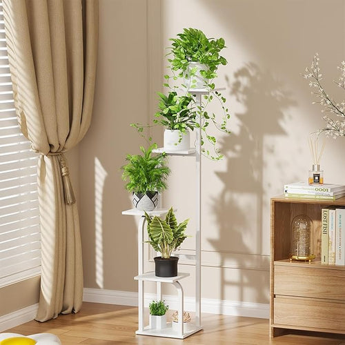 5 Tier Plant Stand Indoor, Plant Shelf for Multiple Plants, Flower Pot Holder Shelf, Planter Display Rack for Patio Garden Balcony Living Room Bedroom Decor, White