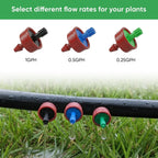 0.25 GPH Pressure Compensating Drippers for 1/4" Tubing, 30pcs | Self-Cleaning Prevents Clogs for Hassle-Free Garden Watering - Constant Flow Ensures Even Coverage Across 1/4" Tubing