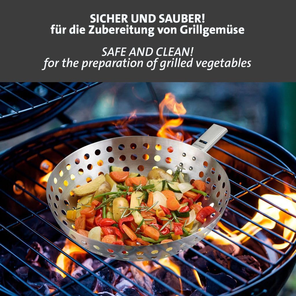Westmark Grill Wok – Ideal for preparing Large Quantities of Delicious Grilled Vegetables, Durable, Dishwasher Safe – Stainless Steel