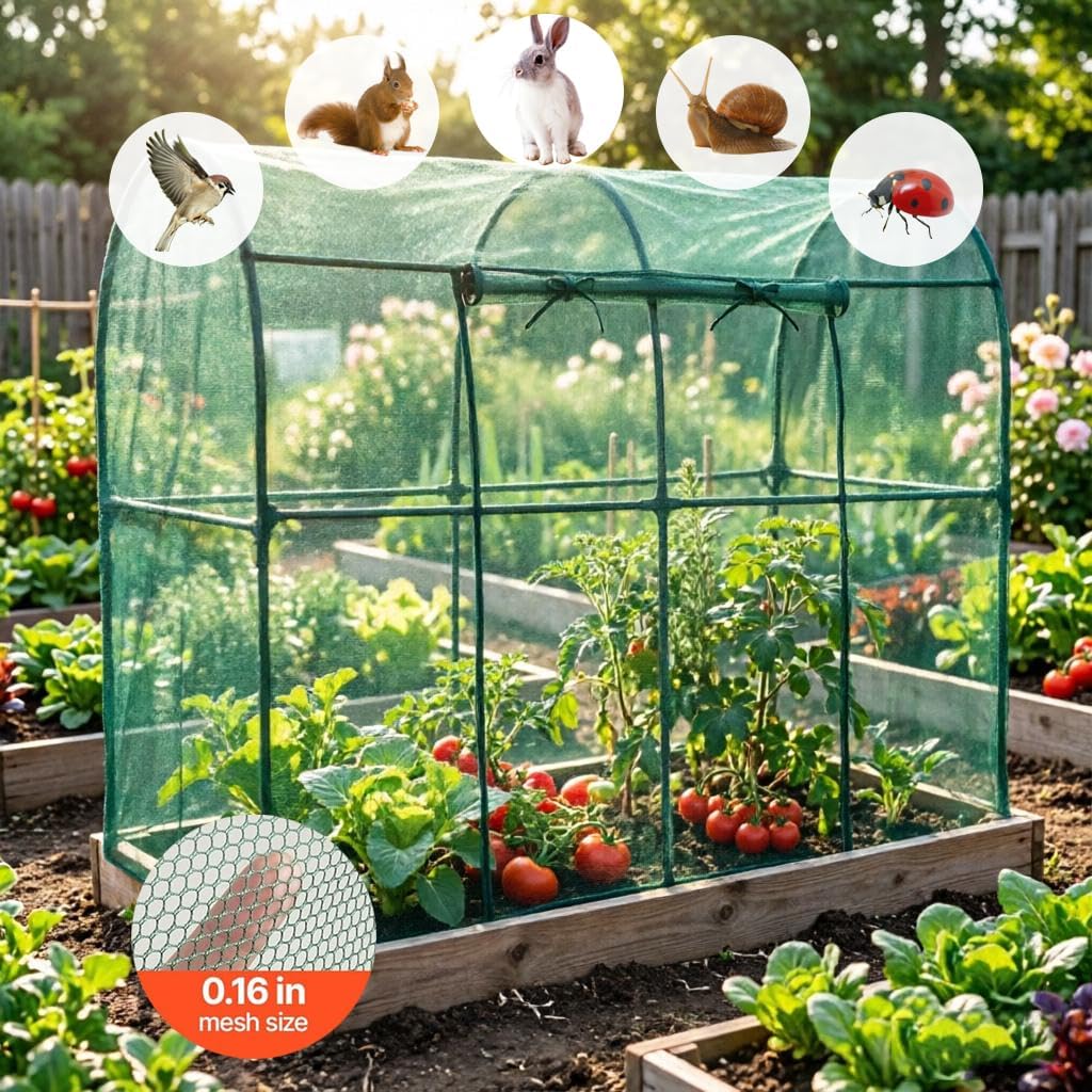 crop cages for garden plant, plant protection tent, close-up detail