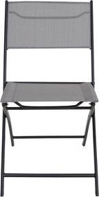 2-Piece Folding Bistro Sling Chairs, Portable Outdoor Patio Dining Set, Gray, No Assembly