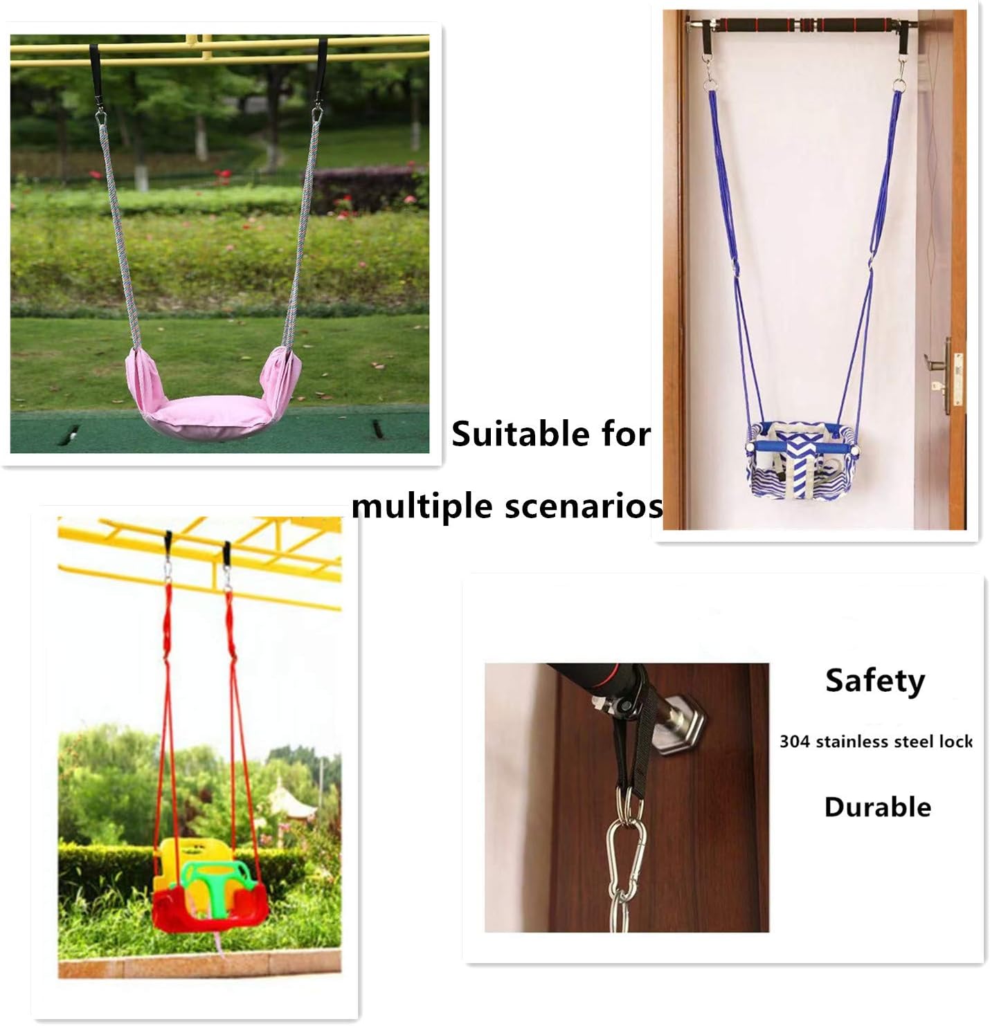 Hammock Straps Tree Swing Hanging Kit | 2 Pcs, 9.84 inches, 2 Heavy Duty Hook Clasps, For Swing Hammocks Seat Pulley System Gym Equipment
