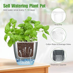 8 Pack 4-inch Plant Pots Indoor Garden Decorative Flower pots Small Self-Watering Planters for Small Plants WindowSill Planters for Succulents, African Violets, Herbs(Sliver Black)
