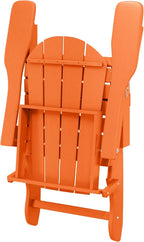 WO Home Furniture Laguna Folding Adirondack Chair, HDPE Patio Chair, All Weather Use Fire Pit Chair for Outdoor Garden, Backyard, Deck, Pool, Orange