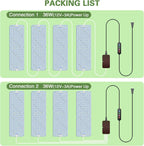 40W Ultra-Thin Panel Full Spectrum Grow Lights, 768 LEDs Growing Light for Indoor Plants with Daisy Chain Function, Grow Lights for Seed Starting with 4/8/12/16/20H Auto On/Off Timer (4pcs)