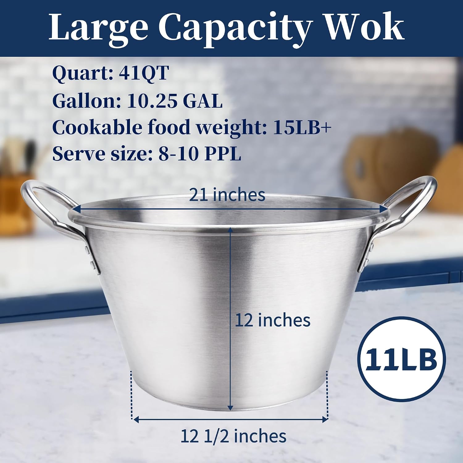 ARC Stainless Steel 41QT Mexican Cazo Para Carnitas, Large Outdoor Wok | Heavy Duty, Great for Carnitas and Braising, 21 Inches, Serve Size 8-10 PPL
