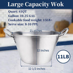 ARC Stainless Steel 41QT Mexican Cazo Para Carnitas, Large Outdoor Wok | Heavy Duty, Great for Carnitas and Braising, 21 Inches, Serve Size 8-10 PPL