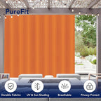 PureFit Outdoor Curtains for Patio Waterproof Weatherproof, UV Resistant Outside Curtains for Gazebo, Front Porch, Pergola, Sun Blocking Privacy Curtain, 120W x 95L inch, 1 Panel, Orange