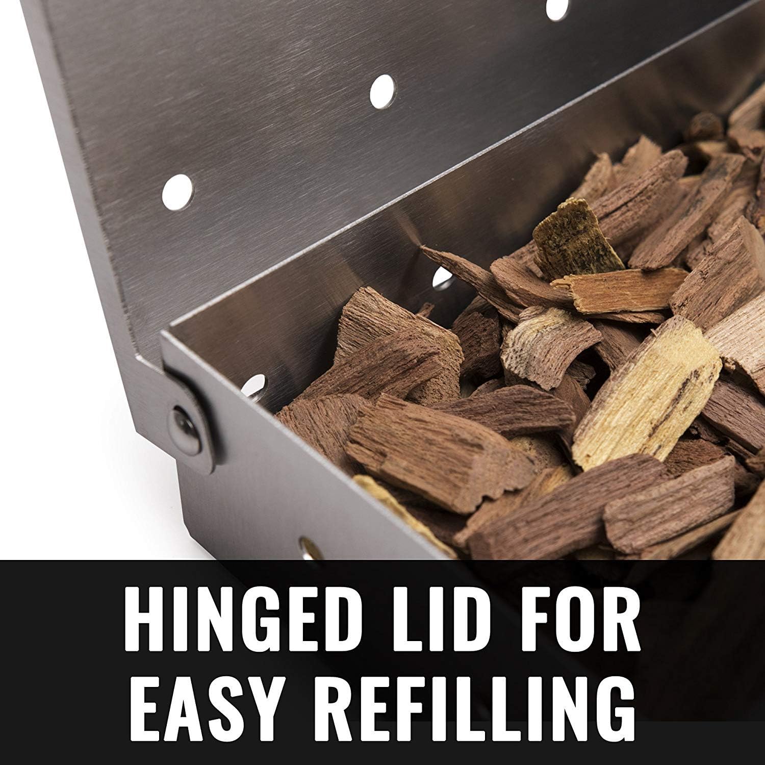 Stainless Steel Wood Chip Smoker Box for Gas & Charcoal Grills | XL Size | BBQ Smoker Accessory | Grilling Gift | Uses Wood Chips or Pellets