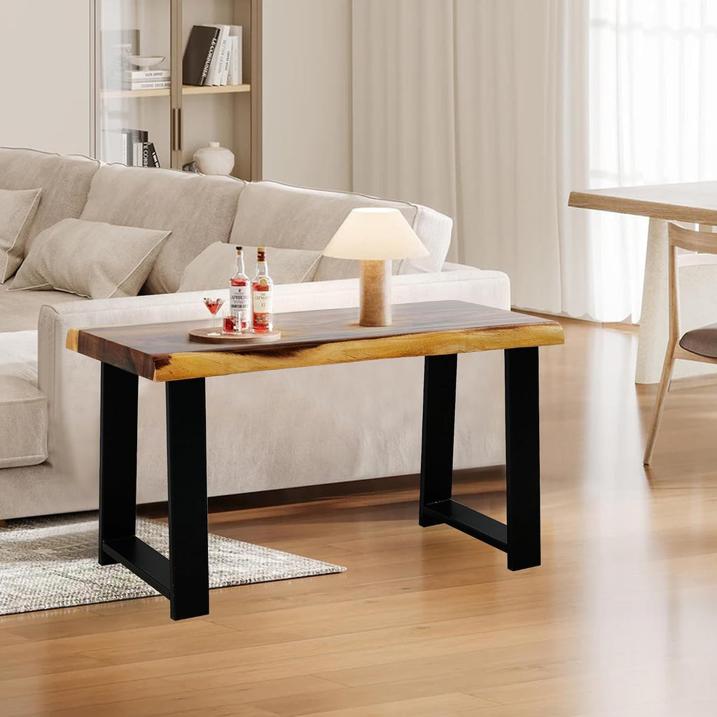 rustic live edge natural solid wood bench 32", close-up detail