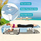ABORON 3 in 1 Sun Tanning Chair Oversized with Mat&Face Arm Hole, Heavy Duty Folding Chaise Lounge Chairs, 5-Position Outdoor Lounge Chair/Pillow, for Beach, Pool, Lawn, Yard, Patio
