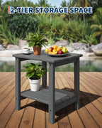 GarveeLife Poly Lumber Rocking Chair Outdoor Set of 4 with 2 Side Table - HDPE High Back Porch Rocker Chairs for Adults - All Weather Resistant Furniture for Patio - Gray