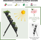 Giantex Set of 2 Vertical Raised Garden Bed on Wheels, Elevated Planter Raised Beds with Water Drainage, Freestanding 5 Container Boxes for Vegetables and Flowers Growing, Outdoor Indoor Patio Balcony