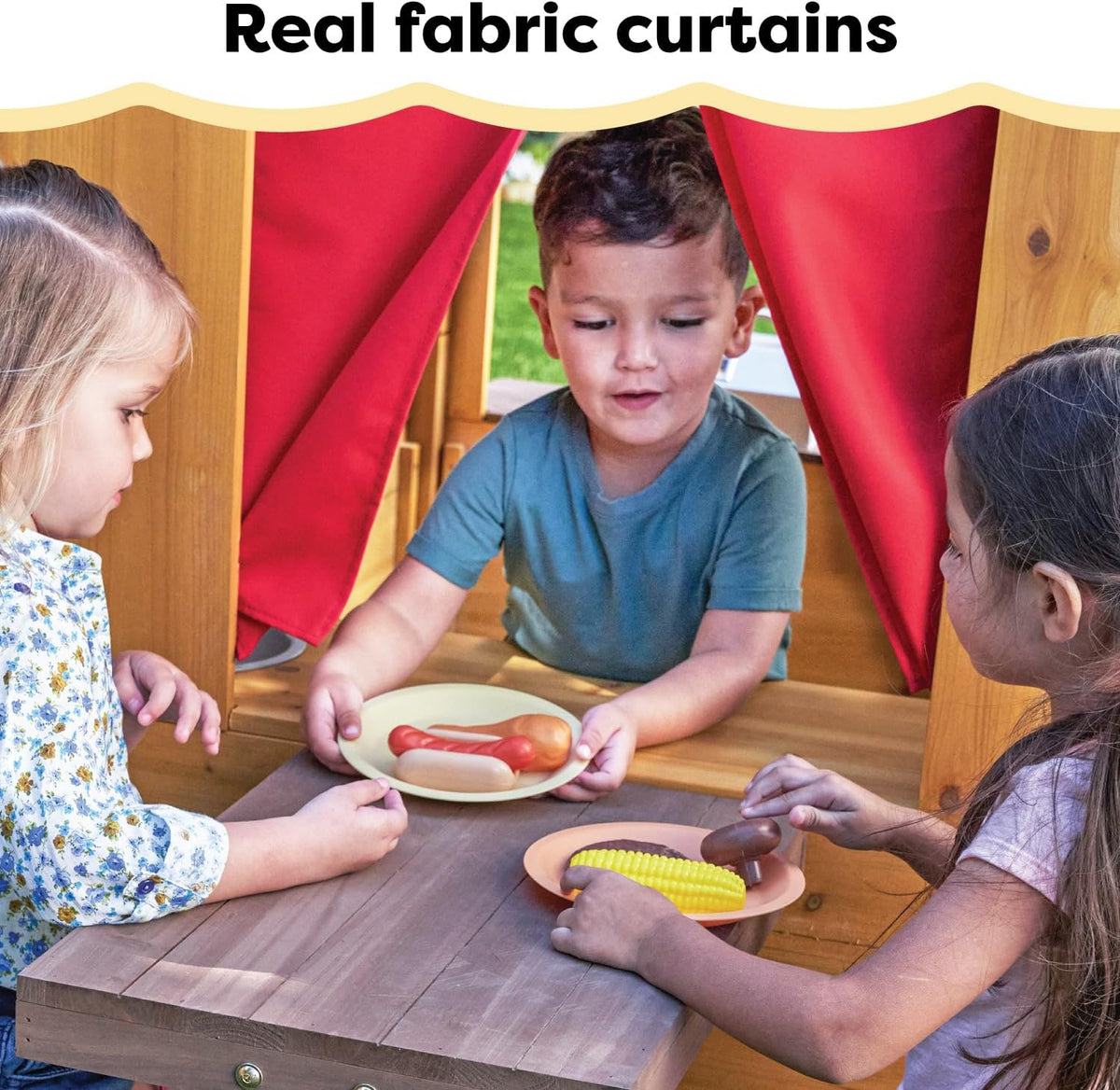 kidkraft modern outdoor wooden playhouse with picnic table, view 13