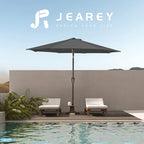 JEAREY 9FT Outdoor Patio Umbrella Outdoor Table Umbrella with Push Button Tilt and Crank, Market Umbrella 8 Sturdy Ribs UV Protection Waterproof for Garden, Deck, Backyard, Pool (Dark Gray)