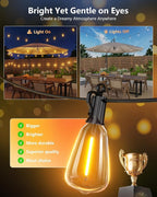 Brightown 202FT Solar String Lights Outdoor Waterproof with Remote, 65+2 LED Shatterproof Bulbs, Dimmable & Timable, 3 Light Modes - Commercial Grade Patio Lights for Garden Backyard Party Decor