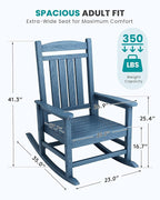 SERWALL Rocking Chairs Set of 4, HDPE Outdoor Rocking Chair, All-Weather Porch Rockers for Patio, Blue