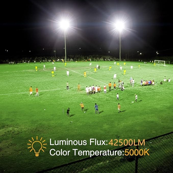 2 pack 300W LED Flood Light(2000W Equivalent),Super Bright 42,500LM 5000K Daylight IP66 Waterproof Security Outdoor LED Arena Lights Commercial Lighting Floodlight for Backyard|Court|Stadium|Yard