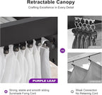 PURPLE LEAF 10' x 10' Outdoor Retractable Pergola with Double Sun Shade Canopy Patio Aluminum Pergola Metal Shelter with Light for Backyard Deck Garden, White