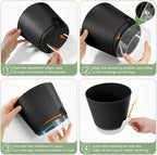 GARDIFE 2026 Upgraded Self Watering Plant Pots with Drainage Hole, 7/6.5/6/5.5/5/4 Inch Flower Planting Containers for House Plants, African Violet, Flowers, Cactus (Black, 7+6.5+6+5.5+5+4 inch)