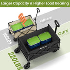 blomoba folding wagon cart with wheels, 220lbs utility shown in use