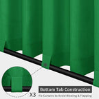 Easy-Going Outdoor Patio Curtains Detachable Tab Top Windproof Weatherproof Curtain for Cabana, Porch, Pergola and Gazebo, Tab Bottom Drape, 2 Panels, 54W x 108L inch, Green