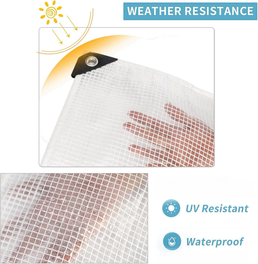 clear tarp 12x20ft, greenhouse tarp 10mil for outdoor, side view