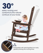 KINGYES Oversized Outdoor Rocking Chair Set of 2, All-Weather Patio Rocking Chairs for Porch, HDPE Outdoor Patio Rockers with High Back & Wide Seat for Garden, Lawn, Coffee