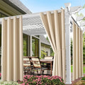 Water Proof Outside Curtains with Grommet Top for Porch, W52 x L120 Thermal Insulated Washable Light Block Outdoor Divider Drapes for Patio Gazebo Deck Pool Area Pergola Cabana (Beige, 2 Panels)