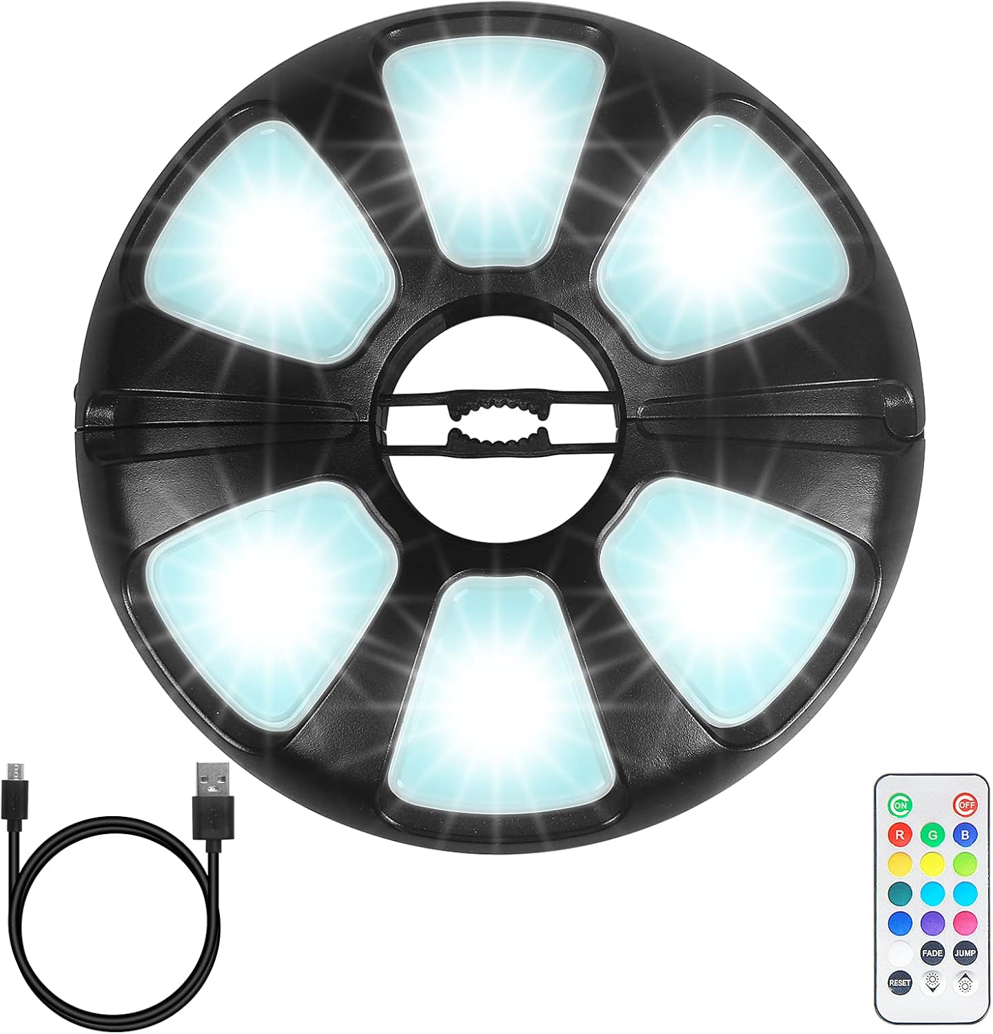 Color Umbrella Light with Remote, Outdoor/Patio Umbrella Light, Rechargeable/AA Battery, Umbrella Pole Light, 300Lumen, Stepless Dimming, for Patio Table