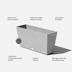 Veradek Pure Series Midori Trough Planter - Large Rectangular Planter for Indoor or Outdoor Deck/Porch | Durable All-Weather Use with Drainage Holes | Modern Decor for Shrubs, Flowers, Small Plants