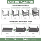 HDPE Outdoor Patio Dining Set with Table & 4 Chairs, All-Weather 5-Piece Outdoor Table and Chairs, 2" Umbrella Hole, Patio Furniture for Garden, Backyard, Deck | Grey