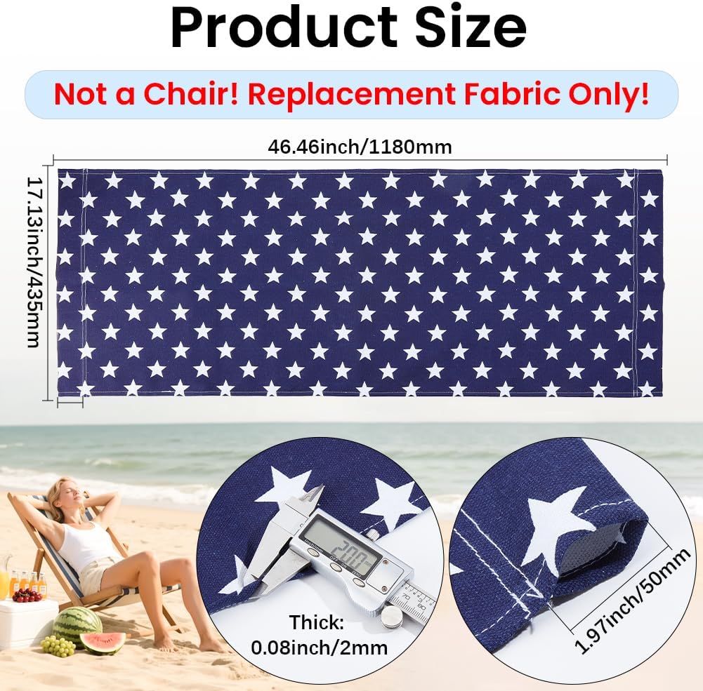 GORGECRAFT Thicker Beach Sling Patio Chairs Canvas Folding Chair Replacement 118 * 43.5cm Outdoor Chairs Cloth Replacements Portable Reclining Sling Chair Fabric for Summer Vacation Sunbathing Garden