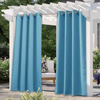NICETOWN Outdoor Curtain for Patio Waterproof, Silver Stainless Steel Grommet Blackout Sunlight Blocking Outside Inside Living Divider for Balcony/Pool, 1 Panel, W52 x L84, Teal Blue