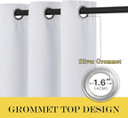 NICETOWN Greyish White Living Room Curtain, Room Darkening Grommet Thermal Insulated Window Treatment Sound Reducing for Bedroom, 1 Panel, W52 x L102