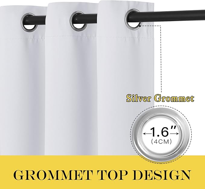 NICETOWN Patio Door Curtain Room Darkening for Bedroom, Grommet Light & Heat Blocking Room Divider Curtain Panel Window Drape for Patio/Livingroom, Greyish White, W100 x L144, 1 Panel