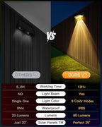 Solar Fence Lights Outdoor, 6 Pack IP65 Waterproof Fence Lights Solar Powered with Ultra-Bright LED Lens, 9 Color Modes, 12+ Hours Steady Glow for Deck/Backyard/Patio/Pool/Wall - Black