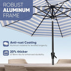 Tempera Patio Market Outdoor Table Umbrella with Auto Tilt and Crank, Large Sun Umbrella with Sturdy Pole & Fade Resistant Canopy, Easy to Set