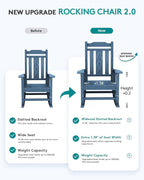 SERWALL Oversized Rocking Chair Set of 4 Outdoor, HDPE Outdoor Rocking Chair Set of 4, Blue