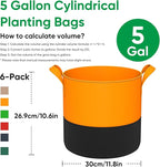5-Gallon Grow Bags: 6 Pack Heavy Duty 350G Thickened Fabric Pots Nonwoven Felt Garden Bags for Growing Vegetable Fruit Flower with Plant Labels