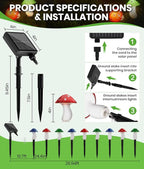 18 Pack 60FT Solar Mushroom Lights, Multicolor 8 Modes Solar Lights Outdoor, IP65 Waterproof Garden Light Outdoor Decoration for Path, Yard, Patio, Lawn, Party, Christmas Decor (Multicolor)