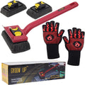 Grill Brush Bristle Free with Scraper and 2 Replacement Heads | grill cleaning brush,grill cleaner brush,grill brush for outdoor grill,grill rescue brush with heat resistant gloves