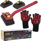 Grill Brush Bristle Free with Scraper and 2 Replacement Heads | grill cleaning brush,grill cleaner brush,grill brush for outdoor grill,grill rescue brush with heat resistant gloves