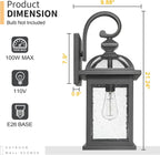 Darkaway Dusk to Dawn Outdoor Lights Fixture Wall Mount,Large 22inch Exterior Wall Light with Seeded Glass Waterproof Black Outside Wall Sconce for House Porch Hallway Garage