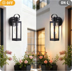 EJIAXIN 2 Pack Exterior Lighting Fixtures, 13" Black Outdoor Wall Light | Clear Glass Shades, Waterproof Metal Construction,Rust-resistant, Easy Installation,Standard E26 Socket, for Patio Garage