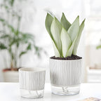 4 Pack Self Watering Pots Set, 4+5.5 Inch Self Watering Pots for Indoor Plants, Planter Pot with Wick Rope and Reservoir for African Violet, Spider Plant, Orchid